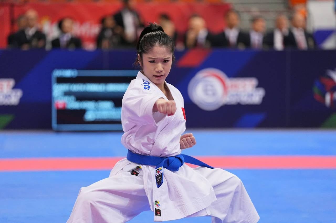 曉藝於世界空手道錦標賽演練個人形（圖片來源：WKF）